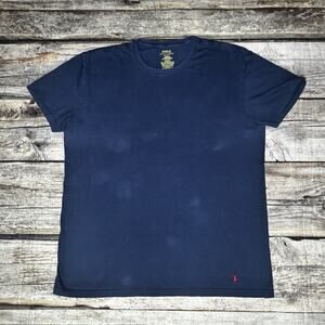 Polo Ralph Lauren Mens Navy Blue Cotton Classic Fit T Shirt Red Pony Logo XL